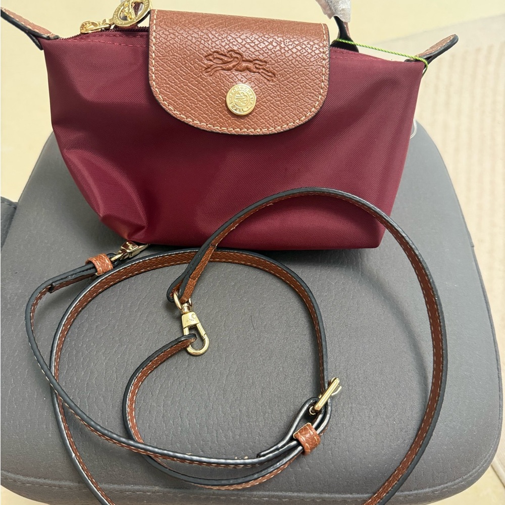 Longchamp Mini Crossbody Bag in Burgundy and Brown